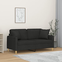 vidaXL 2-sits soffa med prydnadskuddar svart 140 cm tyg