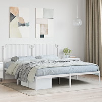 vidaXL Sängram med huvudgavel metall vit 160x200 cm