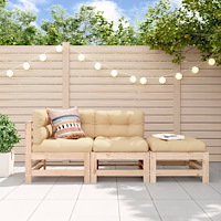 vidaXL Loungegrupp 3 delar massiv furu