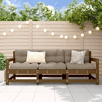 vidaXL Loungegrupp för trädgården 3 delar honungsbrun massiv furu