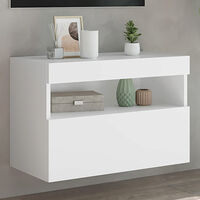 vidaXL Väggmonterad tv-bänk LED vit 60x30x40 cm