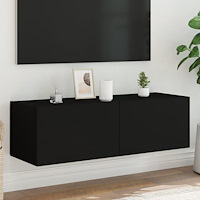 vidaXL Väggmonterad tv-bänk LED svart 100x35x31 cm