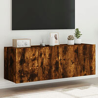 vidaXL Väggmonterad tv-bänk LED 2 st rökfärgad ek 60x35x41 cm