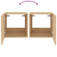 vidaXL Väggmonterad tv-bänk LED 2 st sonoma-ek 40,5x35x40 cm