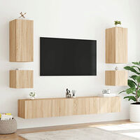 vidaXL Väggmonterad tv-bänk LED 2 st sonoma-ek 40,5x35x40 cm