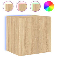 vidaXL Väggmonterad tv-bänk LED 2 st sonoma-ek 40,5x35x40 cm