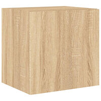 vidaXL Väggmonterad tv-bänk LED 2 st sonoma-ek 40,5x35x40 cm
