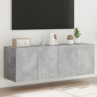 vidaXL Väggmonterad tv-bänk LED 2 st betonggrå 60x35x41 cm