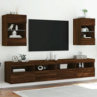 vidaXL Nástenné skrinky s LED osvetlením pre TV 2 st brun ek 40x30x60,5 cm
