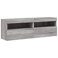 vidaXL Väggmonterad tv-bänk LED 2 st grå sonoma 60x30x40 cm