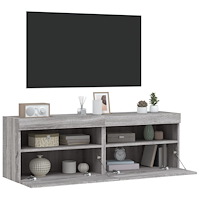 vidaXL Väggmonterad tv-bänk LED 2 st grå sonoma 60x30x40 cm