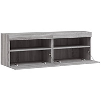 vidaXL Väggmonterad tv-bänk LED 2 st grå sonoma 60x30x40 cm