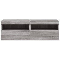 vidaXL Väggmonterad tv-bänk LED 2 st grå sonoma 60x30x40 cm