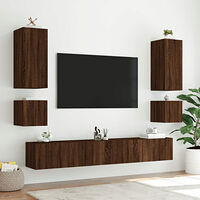 vidaXL Väggmonterad tv-bänk LED 2 st brun ek 40,5x35x40 cm