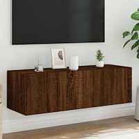 vidaXL Väggmonterad tv-bänk LED brun ek 100x35x31 cm