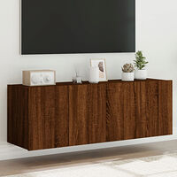 vidaXL Väggmonterad tv-bänk LED 2 st brun ek 60x35x41 cm