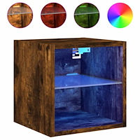 vidaXL Väggmonterad tv-bänk LED rökfärgad ek 30x28,5x30 cm