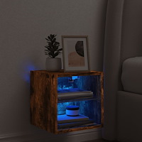 vidaXL Väggmonterad tv-bänk LED rökfärgad ek 30x28,5x30 cm