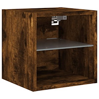 vidaXL Väggmonterad tv-bänk LED rökfärgad ek 30x28,5x30 cm