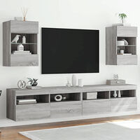 vidaXL Nástenné skrinky s LED osvetlením pre TV 2 st grå sonoma 40x30x60,5 cm