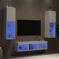 vidaXL Tv-bänk 5 delar LED vit konstruerat trä