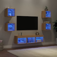 vidaXL Tv-bänk 7 delar LED sonoma-ek konstruerat trä