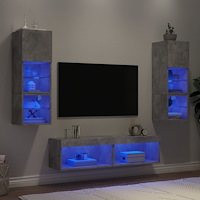 vidaXL Tv-bänk 6 delar LED betonggrå konstruerat trä