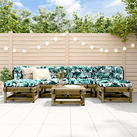 vidaXL Loungegrupp med dynor 7 delar impregnerad furu