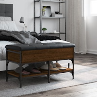 vidaXL Skobänk brun ek 82x42x45 cm konstruerat trä
