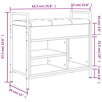 vidaXL Skobänk brun ek 65,5x32x57,5 cm konstruerat trä