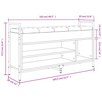 vidaXL Skobänk grå sonoma 105,5x32x57,5 cm konstruerat trä