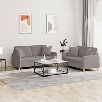 vidaXL Soffgrupp med kuddar 2 delar taupe tyg