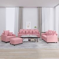 vidaXL Soffgrupp med dynor 4 delar rosa sammet