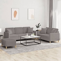 vidaXL Soffgrupp med kuddar 3 delar taupe tyg