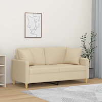vidaXL 2-sits soffa med prydnadskuddar gräddvit 140 cm tyg