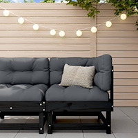 vidaXL Hörnsektion till trädgårdssoffa svart massiv furu