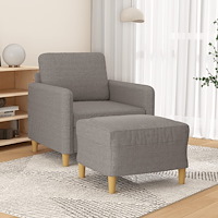 vidaXL Fåtölj med fotpall Taupe 60 cm tyg