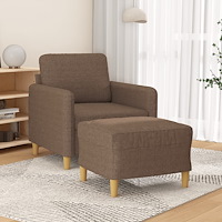vidaXL Fåtölj med fotpall Brun 60 cm tyg