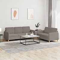 vidaXL Soffgrupp med dynor 2 delar Taupe tyg