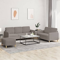 vidaXL Soffgrupp med dynor 3 delar Taupe tyg