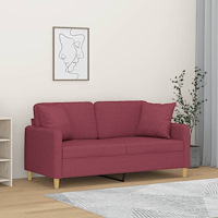 vidaXL 2-sits soffa med prydnadskuddar vinröd 140 cm tyg