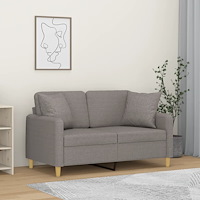 vidaXL 2-sits soffa med prydnadskuddar taupe 120 cm tyg