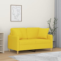vidaXL 2-sits soffa med prydnadskuddar ljusgul 120 cm tyg