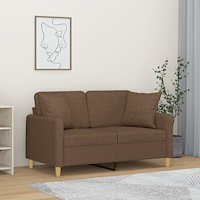 vidaXL 2-sits soffa med prydnadskuddar brun 120 cm tyg
