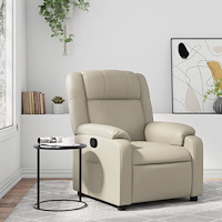 vidaXL Reclinerfåtölj gräddvit konstläder