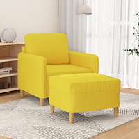 vidaXL Fåtölj med fotpall Ljusgul 60 cm tyg