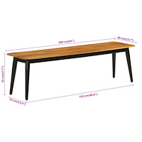 vidaXL Bänk 160x40x45 cm massivt mangoträ och järn