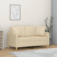 vidaXL 2-sits soffa med prydnadskuddar gräddvit 120 cm tyg