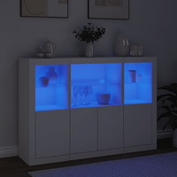 vidaXL Skänkar med LED-belysning 3 st vit konstruerat trä