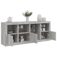 vidaXL Skänk med LED-belysning grå sonoma 164x37x67 cm